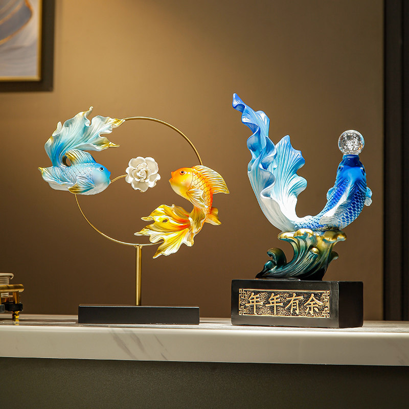年年有余办公室创意锦鲤r鱼招财摆件玄关酒柜电视柜如鱼得水装饰,淘宝优惠券,粉丝福利购,淘宝优惠卷