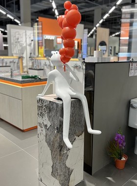 现代抽象吹泡泡人物落地摆件售楼处酒店大堂楼梯间V客厅装饰品摆