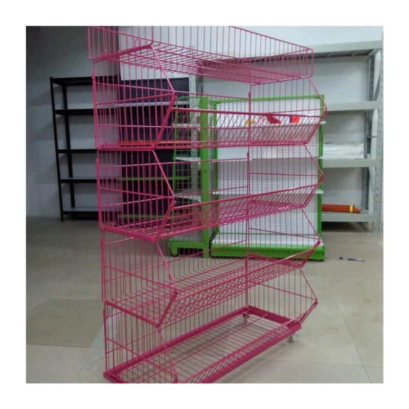 叠笼多功能北京超市膨化食品货架超市堆笼便利店卖场斜口堆篮网架 - 图3