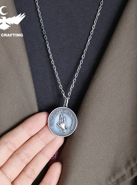 手工原创925银项链做旧