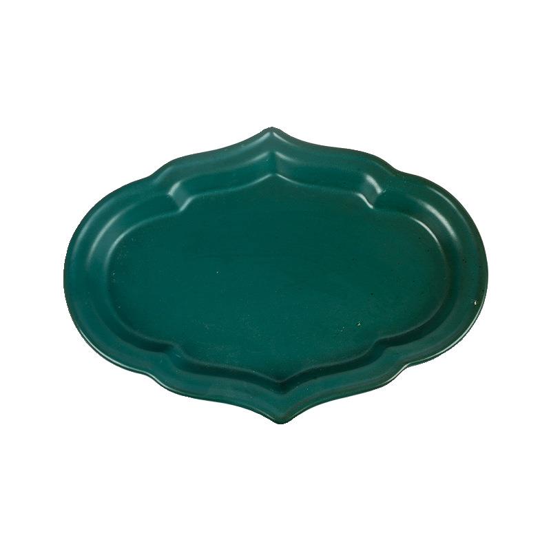 Maki painted gold Jingdezhen coarse pottery retro maple leaf dish household fish plate deep dish microwaveable dishwasher dinner plate