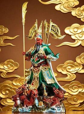 玄关摆件关公神像聚宝盆招财聚财家用办公摆件武财神关公招财供奉