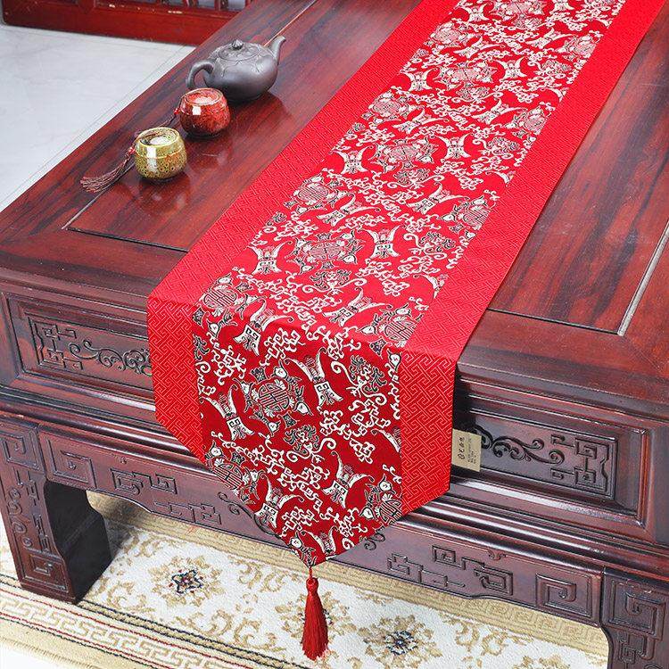 新中式桌旗餐桌茶几布电视柜长条布中国风茶席茶台布床旗床尾巾,淘宝优惠券,粉丝福利购,淘宝优惠卷