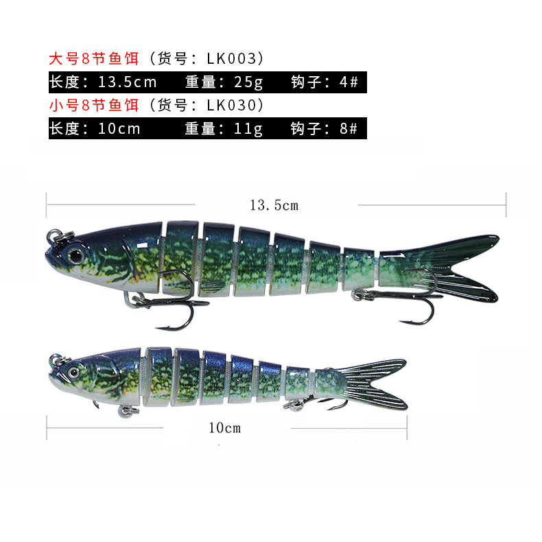 FKC【多节鱼】8节仿生路亚假饵翘嘴红尾青稍鲈鱼鲶鱼饵垂钓诱鱼 - 图1