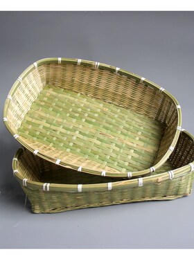 竹编制品方形托盘农家水果篮馒头点心筐大号厨房洗菜沥水篮竹筐子