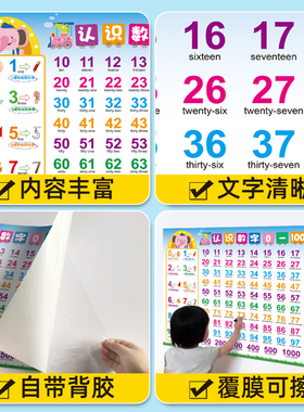 儿童识数图学0-100数字挂图墙贴