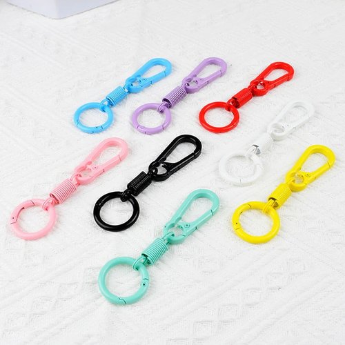 多彩弹簧钥匙扣创意个性双头开口书包挂钩配件汽车钥匙环圈腰挂链 - 图3