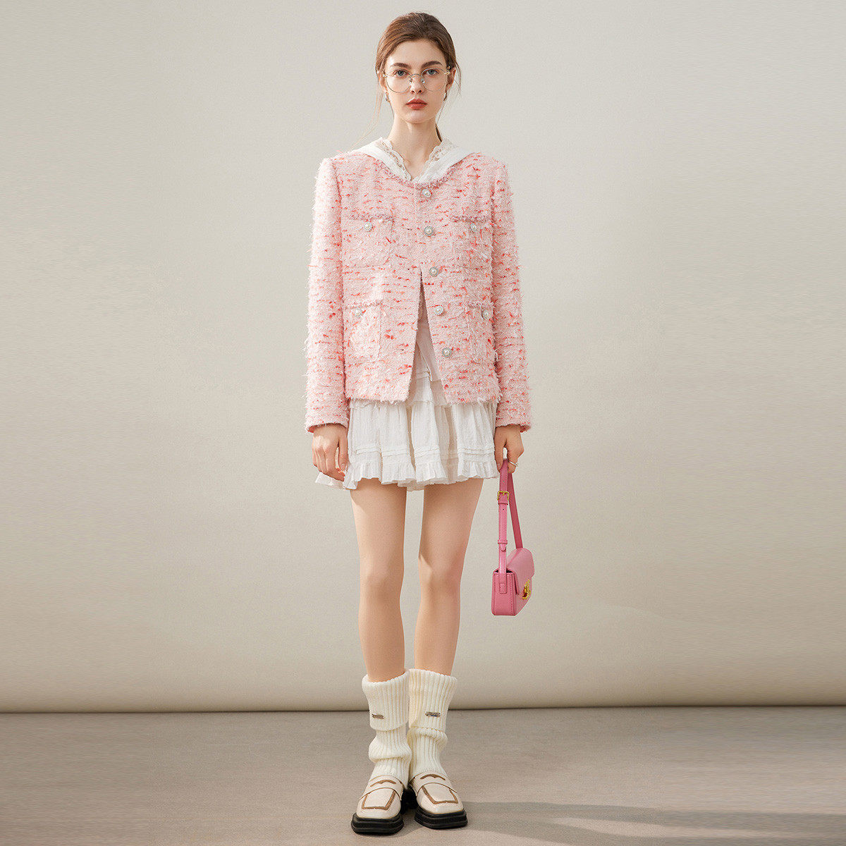 白鹿语小香名媛风上衣开衫26春新款圆领撞色织带长袖甜美短外套女,淘宝优惠券,粉丝福利购,淘宝优惠卷