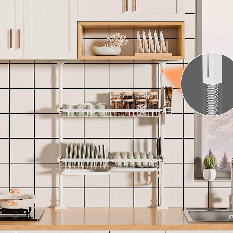 厨房置物架多功能顶天立地碗碟沥水架橱柜下水槽上窗台多层收纳架,淘宝优惠券,粉丝福利购,淘宝优惠卷