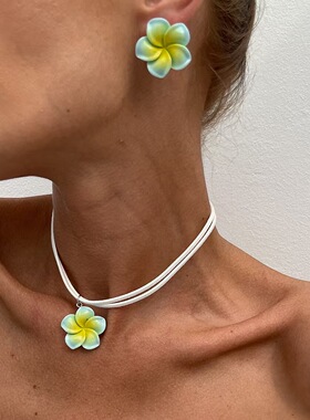 多巴胺鸡蛋花绒布项链套装