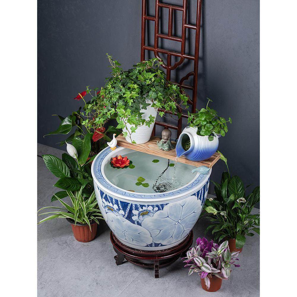 手绘陶瓷大缸客厅阳台金鱼缸陶罐循环水摆件园林景观水箱古鱼缸,淘宝优惠券,粉丝福利购,淘宝优惠卷