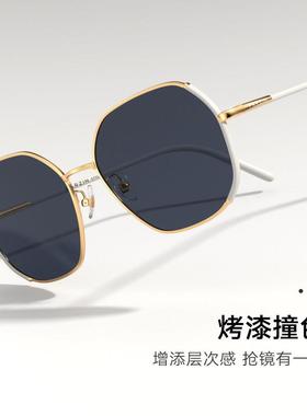 帕森偏光太阳镜女 时尚多边形白色拼接金属遮阳太阳眼镜防晒潮PZ8