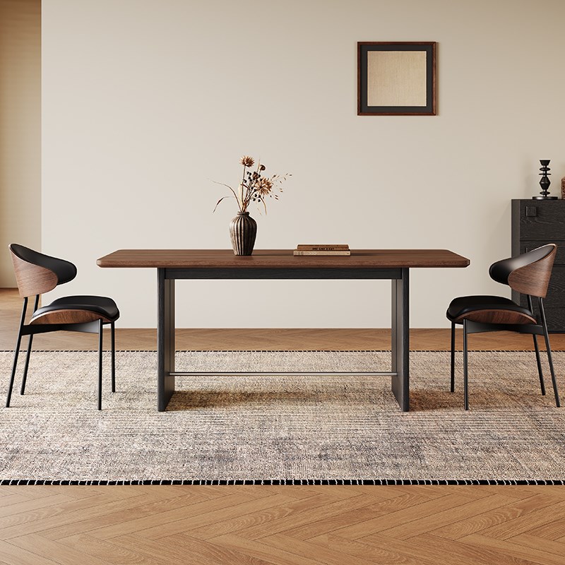 热销法式复古实木餐桌长方形客厅小户型家用包豪斯中古风实木大板 - 图1