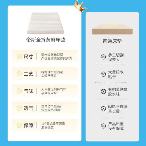 帝斯席梦思加硬天然椰棕垫床垫适老床垫环保护脊护腰0胶水无甲醛 - 图1