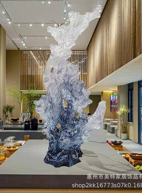 现代软创意抽树象03透装明脂雕塑太湖石摆件酒店客厅玄关装饰工艺