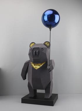 现代简约卡雕塑气球熊树通脂客厅卧室0921件电视柜样板房摆家居装