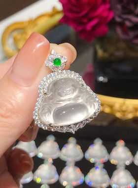 仟喜梵“睹物思人”冰种水沫玉佛公吊坠男女款珠宝首饰真玉原石