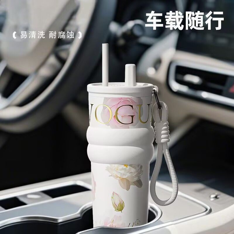 2025新款保温杯女生吸管杯高颜值大容量陶瓷内胆咖啡杯车载水杯子,淘宝优惠券,粉丝福利购,淘宝优惠卷