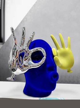 植绒摆件高级感小众创意客厅书房电视柜轻奢抽象艺术雕塑软装饰品