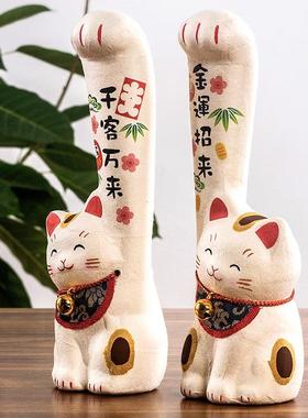 日本进口龙虎作大长手招财猫和纸陶瓷摆件开业生日送礼办公室摆件