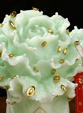 财源滚滚白菜摆件客厅玄关酒柜办公室招财装饰品乔迁新居开业礼物