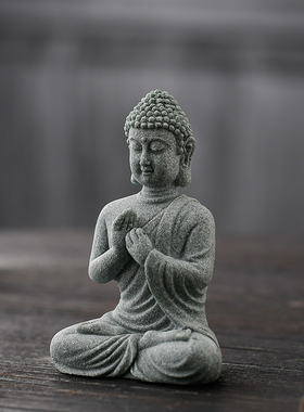 创意无畏如来佛像摆件禅意中式释迦牟尼佛家居客厅桌面鱼缸造景装