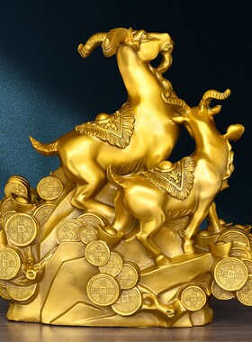 黄铜三羊开泰摆件纯铜三阳开泰羊摆件生肖羊客厅办公室装饰礼品