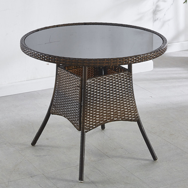 简约阳台方桌茶几小桌子户外储物藤圆桌钢化玻璃小边几手工藤编椅,淘宝优惠券,粉丝福利购,淘宝优惠卷