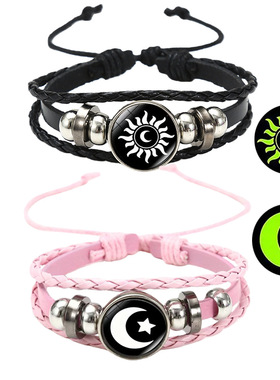 日月时光宝石多层皮革手链