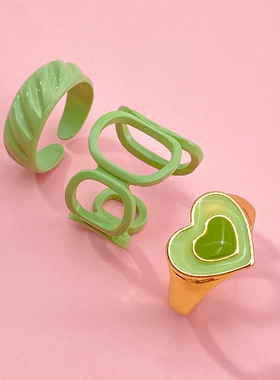 合金戒指3件套 双层爱心八卦太极关节戒指环套装欧美ins跨境戒指