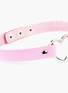 环保PU皮日本原宿朋克爱心项链