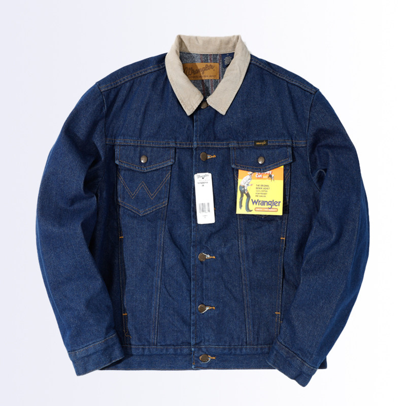 【自营】Wrangler/威格男士常规短款牛仔衣夹克加绒撞色翻领外套 - 图1