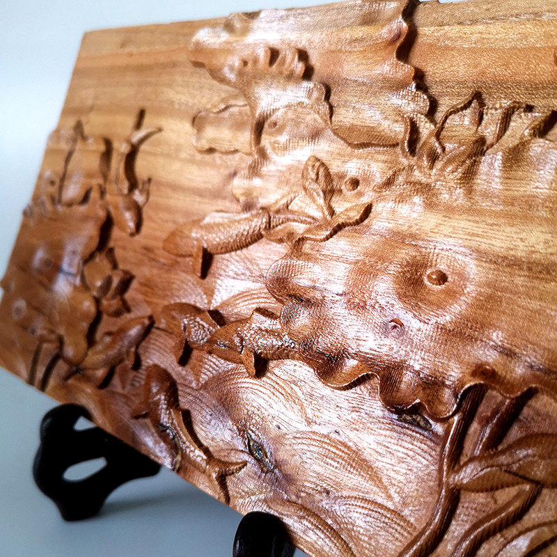 荷叶鱼古典木雕花木版画家具新中式装饰浮雕木贴花壁挂木板画定制,淘宝优惠券,粉丝福利购,淘宝优惠卷