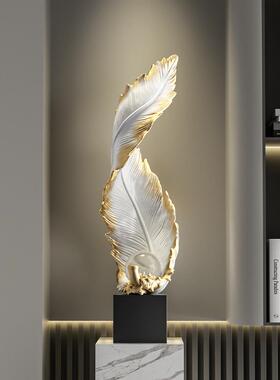 羽毛艺术入口大厅装饰饰品无障碍豪华高端客厅电视柜办公室落地式