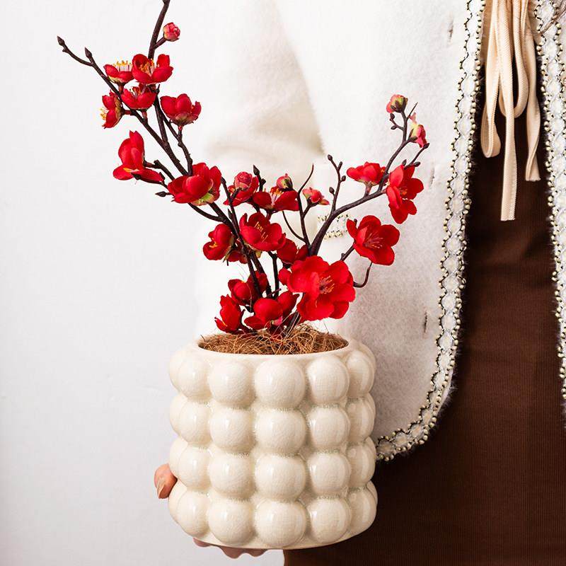 新年喜庆浮雕釉泡泡盆陶瓷花盆蝴蝶兰绿植盆栽桌面阳台创意花器,淘宝优惠券,粉丝福利购,淘宝优惠卷