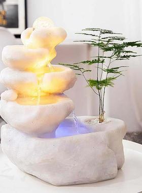 办公室客厅桌面假山循环水小型高山流水景观招财喷泉摆件开业礼物