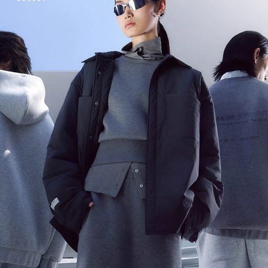 PUMA彪马宽松休闲衬衫式夹棉内胆男女秋冬格雷运动棉衣 633477-44