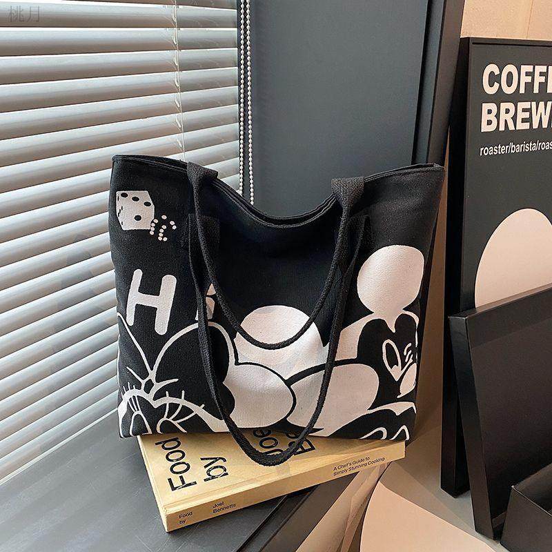 日系卡通帆布包包女2025新款大容量手提袋学生上班通勤单肩托特包,淘宝优惠券,粉丝福利购,淘宝优惠卷