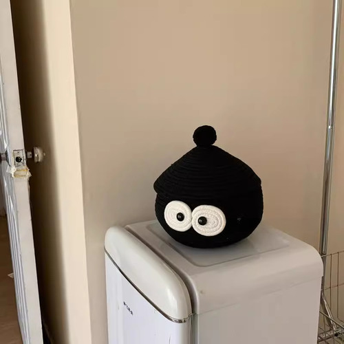 客厅桌面收纳盒卡通可爱编织收纳筐杂物茶几摆件零食化妆品收纳箱 - 图2