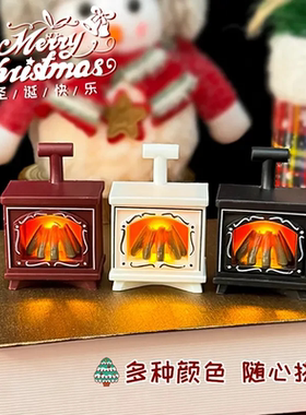 会发光的壁炉灯冬季圣诞氛围仿真火焰灯创意迷你微缩装饰暖光灯S