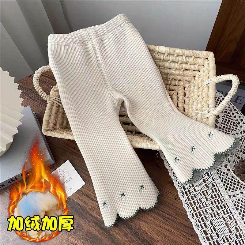 女童一体绒喇叭裤秋冬款儿童韩版洋气百搭裤子宝宝加绒保暖长裤Q,淘宝优惠券,粉丝福利购,淘宝优惠卷