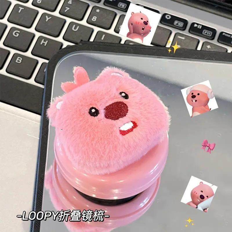 小海狸气囊梳可爱折叠翻盖气垫梳随身化妆镜便携式学生一体镜梳L,淘宝优惠券,粉丝福利购,淘宝优惠卷