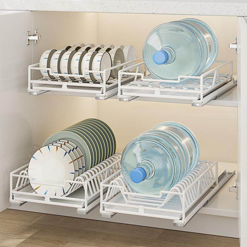 厨房碗碟收纳架橱柜内置拉篮抽屉式抽拉碗架放碗盘沥水滑轨置物架,淘宝优惠券,粉丝福利购,淘宝优惠卷