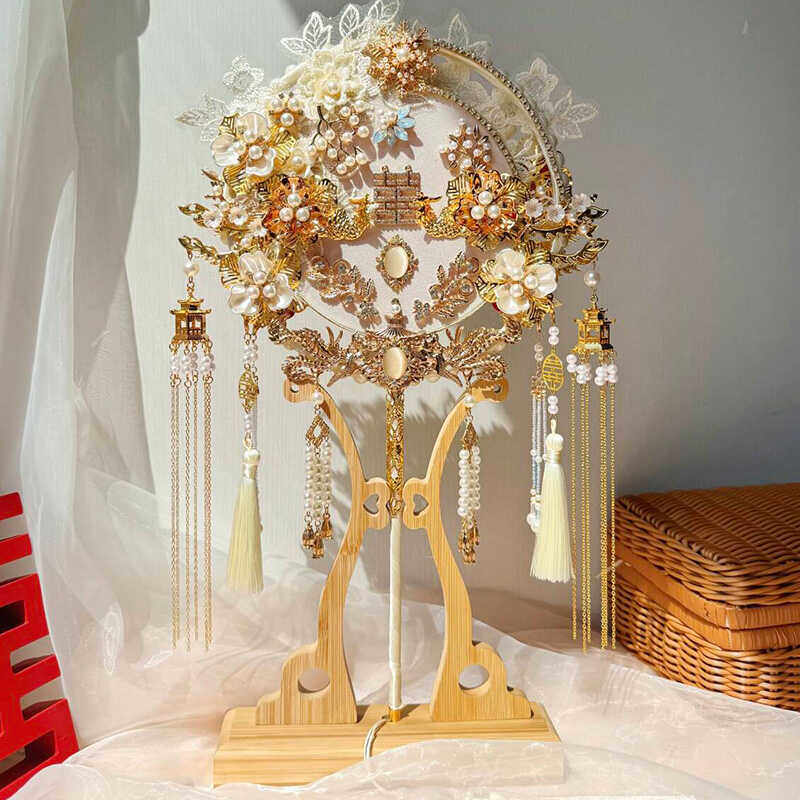 中式新娘团扇结婚diy材料包双面双色出嫁礼物喜扇婚礼秀禾手工扇,淘宝优惠券,粉丝福利购,淘宝优惠卷