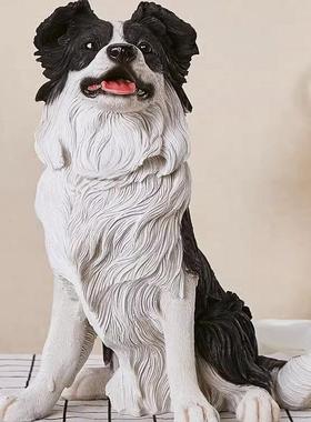 边牧狗件真苏格兰边境牧摆犬模型客厅装饰品桌仿面羊电视柜工ZID