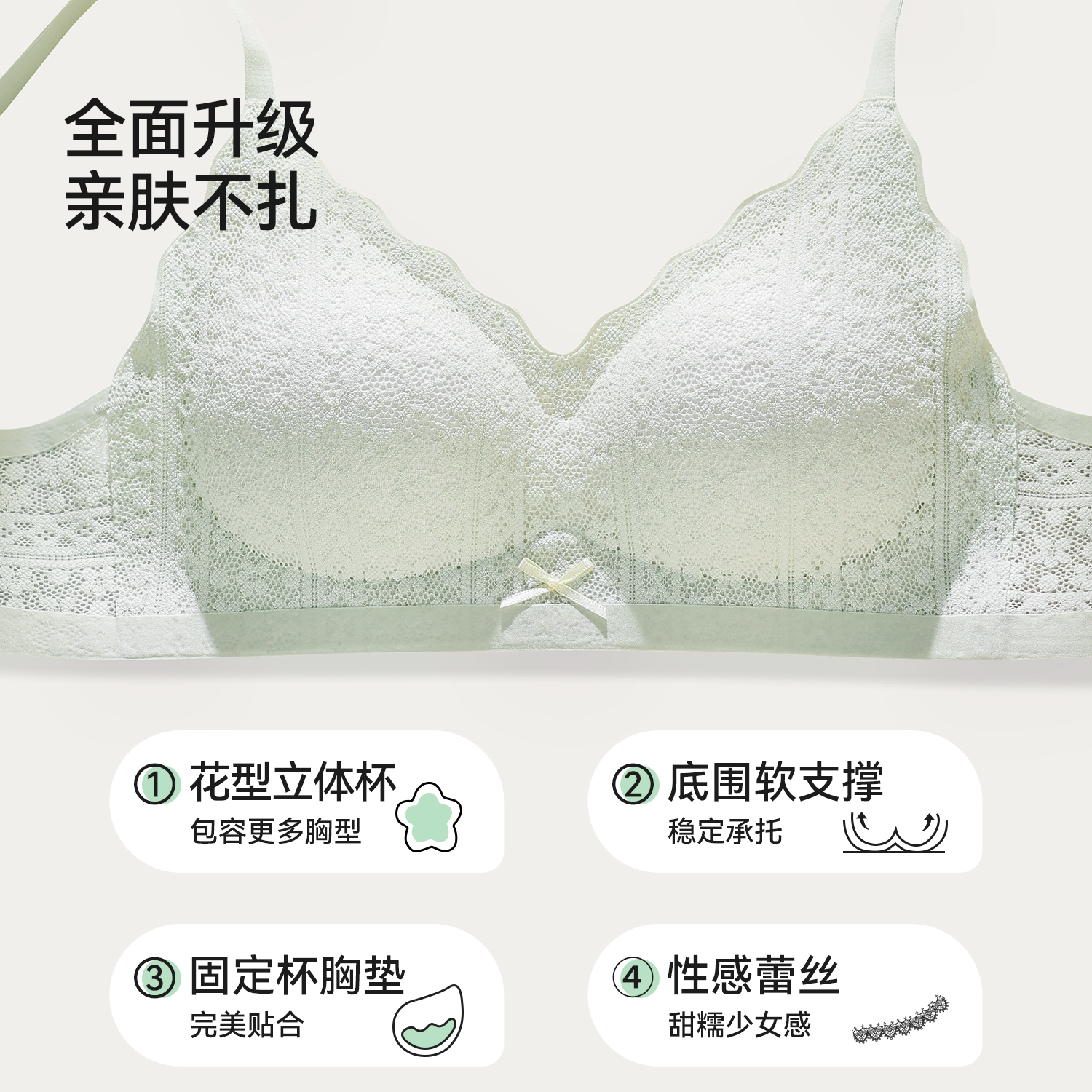 都市丽人裸感无痕内衣女士小胸聚拢收副乳防下垂软支撑蕾丝文胸罩 - 图0