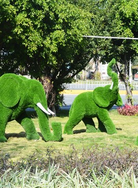 户外仿真玻璃钢绿植大象雕塑小区公园售楼部草坪造景动物摆件定制
