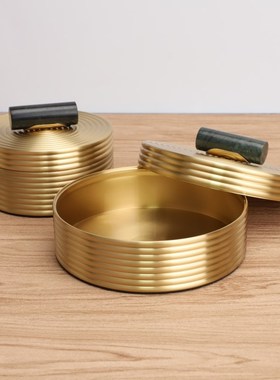 现代简约金属托盘收纳盒摆件样板房客厅茶几餐厅酒店家居软装饰品