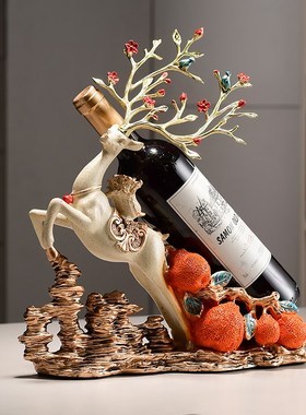 新中式福鹿红酒架高颜值客厅酒柜餐边柜装饰品 乔迁新居送礼礼品