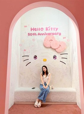 kt猫背景墙 打卡点装饰拍照区道具网红活动P布置可爱立体高级店铺